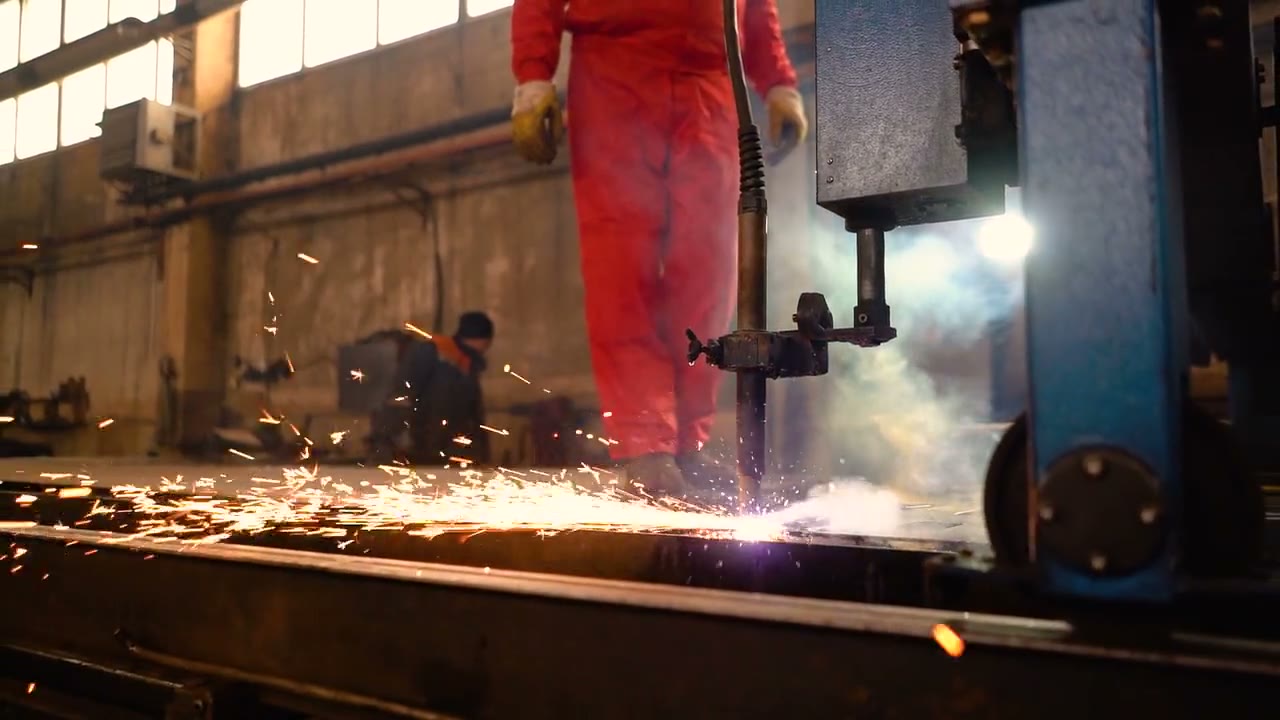 Metalworking in an industrial workshop